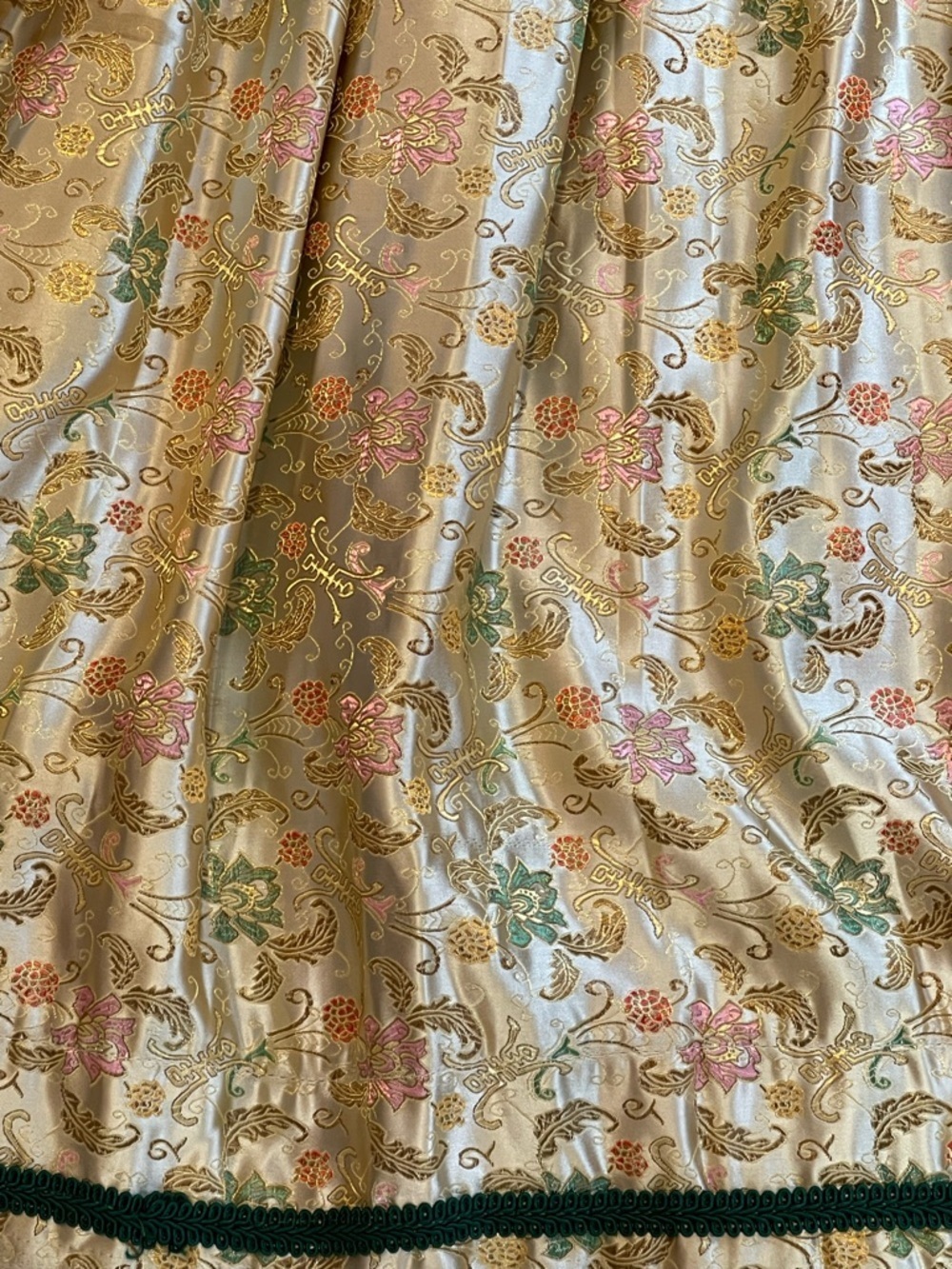 vintage brocade jacquard midi skirt floral pattern with metallic thread accents - Picture 13 of 16